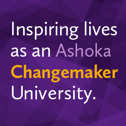 Text: Inspiring lives as an Ashoka Changemaker University