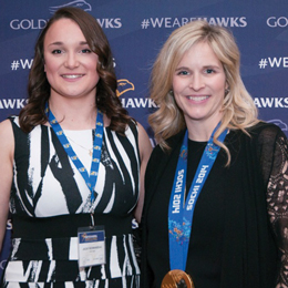 Outstanding Women of Laurier presenter Jennifer Jones and recipient Jacky Normandeau