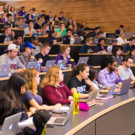 Students in Lazaridis Hall lecture space
